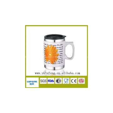 450ml Personalized Logo straight Ceramic Mug with Stainless Steel inner