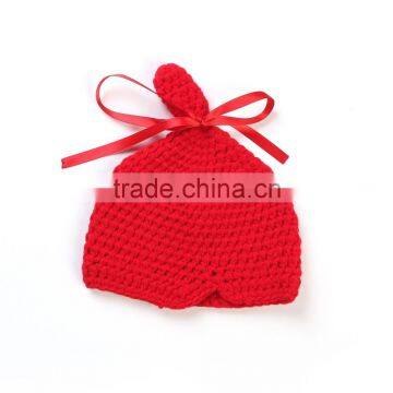 2014 Crochet hat Baby Boy/Girl handmade red hat with ribbon