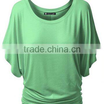 Women Shirt Summer Short Batwing Sleeve Solid Female Tops S6310012