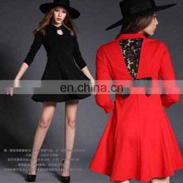 red and black sexy fitting short dress / lace back design attractive skirt dress