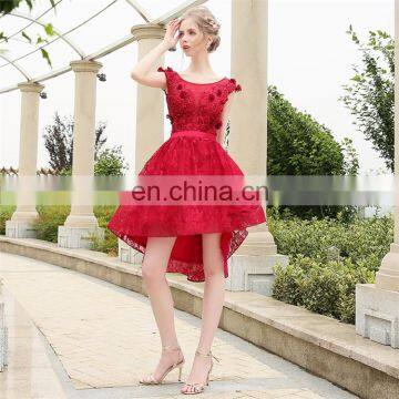 HS1615 Sexy Red Knee Length Flower Applique Bridal Party Dress for Bridesmaid photo-4