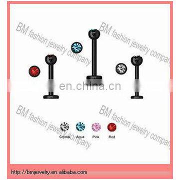 Black titanium plated lip labret rings body piercing jewelry