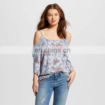 Custom design latest blouse styles off shoulder fashion lady blouse