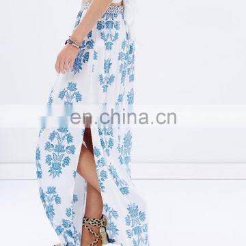 Summer Chiffon Lightweight Splits Summer Beach Long Maxi Skirt floral print Dress