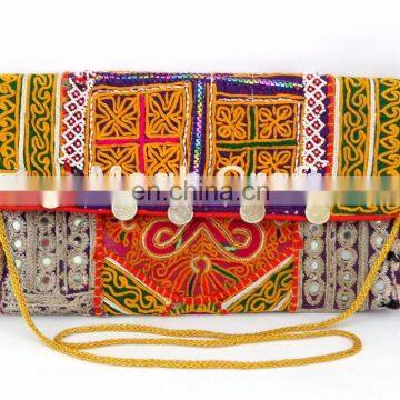 INDIAN BANJARA HIPPIE CLUTCH TRADITIONAL BOHEMIAN ETHNIC PURSE-AFGHANI BANJARA COIN CLUTCH PURSE