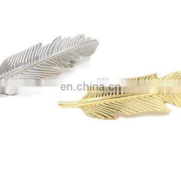 gold silver leaf feather hair barette hair clips feather pin for garments high quality feather ornament