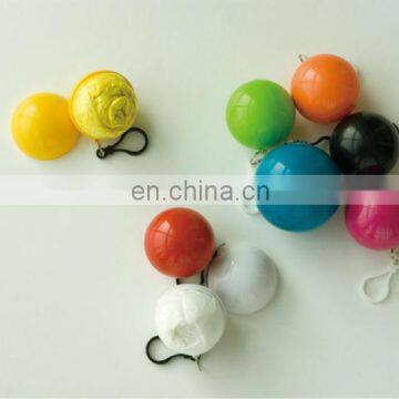 PE DISPOSABLE PONCHO IN BALL WITH KEYCHAIN