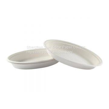 Disposable Oval Bowls: Compostable Heavy Molded Fiber Oval Bowl - SS-SBB824