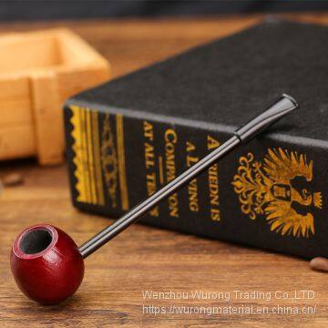 145mm Length short wooden resin short tobacco pipe with red sandal round head for smoking