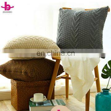 Alibaba Hot Selling Office Rest Thick Twisted Natural Dyed Cable Knit Pillow for Neck And Back In Various Solid Colors