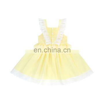Latest Kid Dress Girl Sleeveless Soft Yellow Ruffle Cute Bow Kid Dress Boutique Children Clothing photo-2