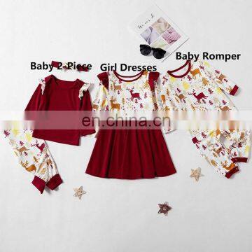 New Fashion Sister Brother Match Tops Santa Outfits Sets my Christmas Romper Deer Santa Outfits Kids Xmas Dresses photo-2