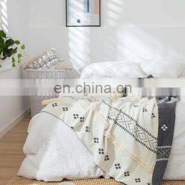 OLIVEHOME 100%COTTON Knitted Throw Blanket Decor Sofa Couch or Bed Tassels Design photo-4