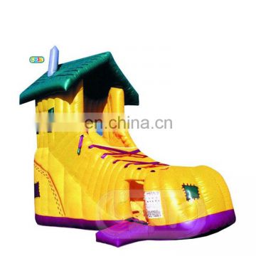 commercial china cheap price new design inflatable shoe dry slide for kids