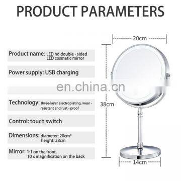 DDP Shipping LED Portable Makeup Mirror Round 8 Inch Makeup Desktop Cosmetic Mirror 10x Magnificationt Mirror photo-7