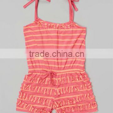 2014 Wholesale baby bubble Ruffle Tie Romper