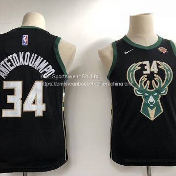 Milwaukee Bucks #34 Antetokounmpo Kids Black Jersey