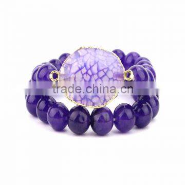 FULL-0333 Popular purple amethyst stone bracelet,Fshion beaded stretch bracelets,New amethyst druzy bracelet