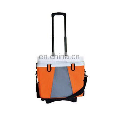 Insulated Breast Milk Safety 38 L plastic Insulated cooler box Durable Cooler Bag Wholesale 600 D PVC  Cooler tote with wheel