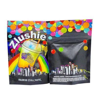 Matte Black White Foil Grip N Rip Child Resistant Edible Food Snack Afterglow Gummy Bear Sugar Packaging Smell Proof Mylar Bag photo-2