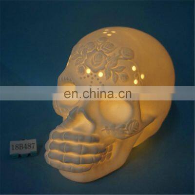 Halloween Light up Ceramic 3d Solar Skull Head Tail Christmas Led Home Decoration Lights Display for Halloween to Devote photo-3