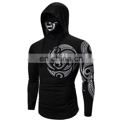 Factory wholesale couples long sleeve men's hoodie with masked protective dust hooded custom logo