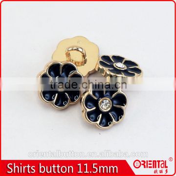 11.5mm flower rhinestone enamel plating metalic shirts button