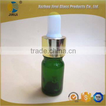 10ml green essential oil glass bottle with silver dropper