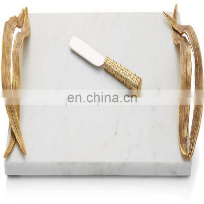 golden unique handle with marble tray