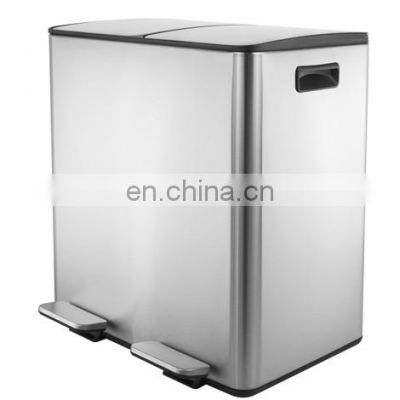 New design soft closing trash can 20L stainless steel pedal bin large capacity dustbin