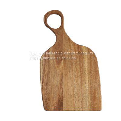 Natural Acacia Wood Irregular Steak Bread Board Dessert Tray With Hanging Ring Cutting Chopping Board Placement Plate Art photo-3