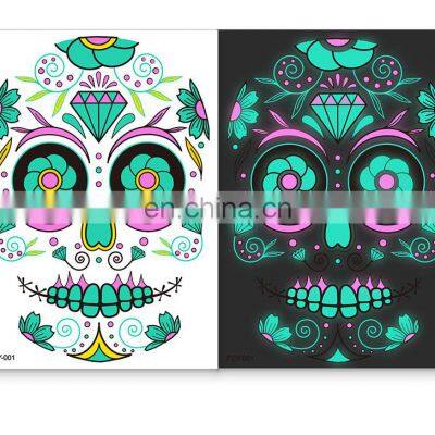 New Products Luminous Halloween Tattoo Face Skeleton For Halloween Decorations Party Carnival Party photo-5