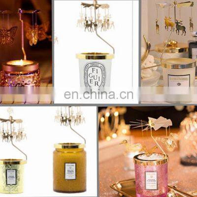 ENO Factory Customize Rotating Candlestick Creative European Iron Revolving Lantern Rotating Candle Holder photo-3