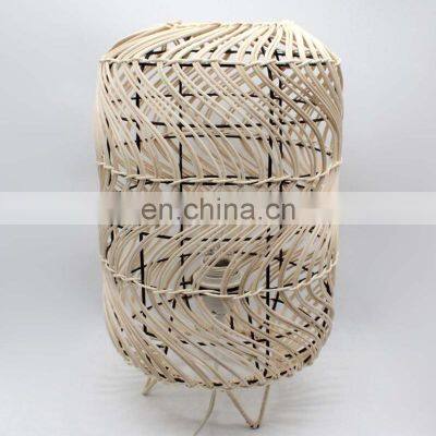 Unique Rattan Table Lamps Wicker Desk Lighting Fixtures Metal Frame Vietnam Manufacturer