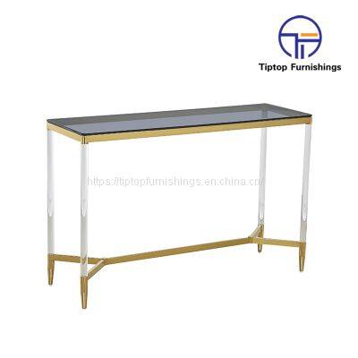 Transparent Acrylic Corner Table Stainless Steel Console Table Acrylic Console Table