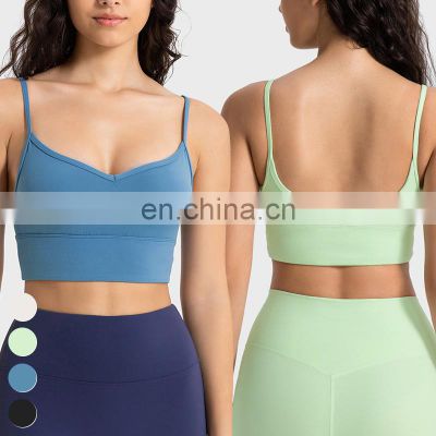 Wholesale Womens Clothing Custom Workout Wear Sexy Halter U back Sports Top High Elastic V-neck Gym Fitness Yoga Bra Sports Bra