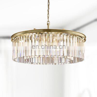 Modern American Crystal Rod Pendants Chandelier Ceiling Lighting Fixture For Living Room Dining Room Kitchen Island Foyer Lobby