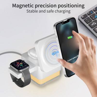 3- In- 1 Quick Foldable Wireless Charger Plus Light Night Lamp 3 In 1 Wireless Charger For Iphone And Iwtach photo-2