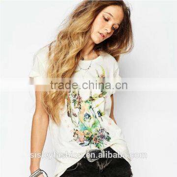 High quality fashion women t shirt new arrivel t shirt design digital printing t shirt TS090