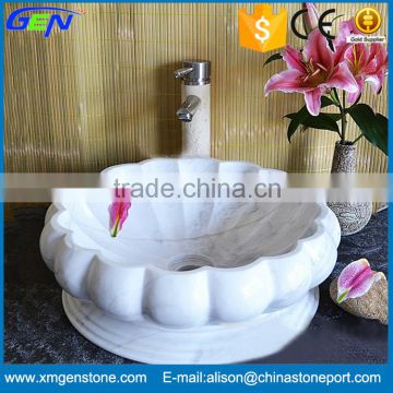 Natural White Marble Stone Bathroom Sink For Indoor Decoration