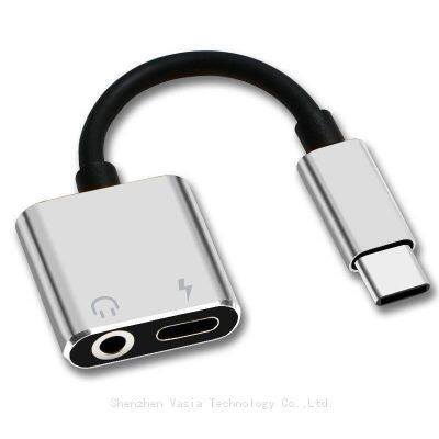Mayorista de fábrica de convertidores de carga para teléfonos móviles, macho a hembra de tipo C y con conector de auriculares de 3.5 mm de audio, 2 en 1