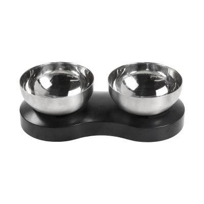 Metal Slow Pet Feeder Two Dog Bowl For Cat