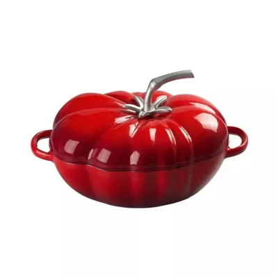 New Design Tomato-shaped Pot Kitchen Cookware 27cm red Enamel Cast Iron Casserole With Cast Iron Lid