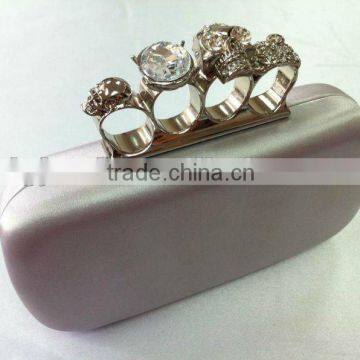 designer Skull ring silver satin clutch purse