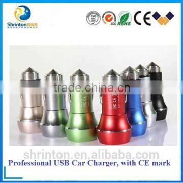 Top selling Aluminum screw pattern shape portable dual port usb car charger