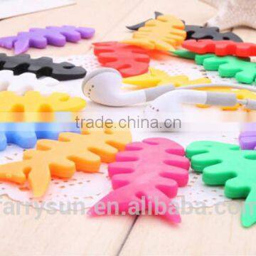 Hotsale Cheap Silicone Rubber Fish Bone Earphone Cord/Cable Winder photo-2