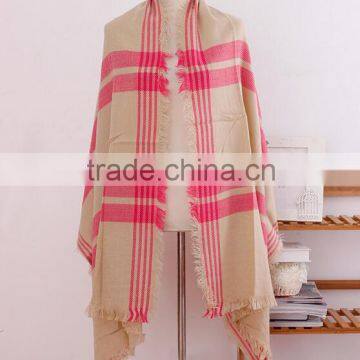 New Style Korea Fashion Woman Winter Tassel Plaid Acrylic Shawl photo-3