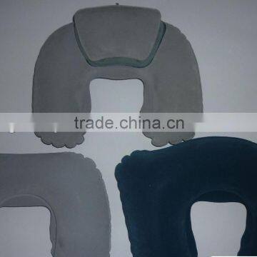 PVC inflatable flocked neck pillow /inflatable travel neck pillow
