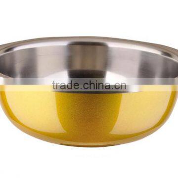 yellow Multi-fonction stainless steel cooking pot