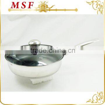 belly shape stainless steel frying pan with nonstick coating inside and induction bottom